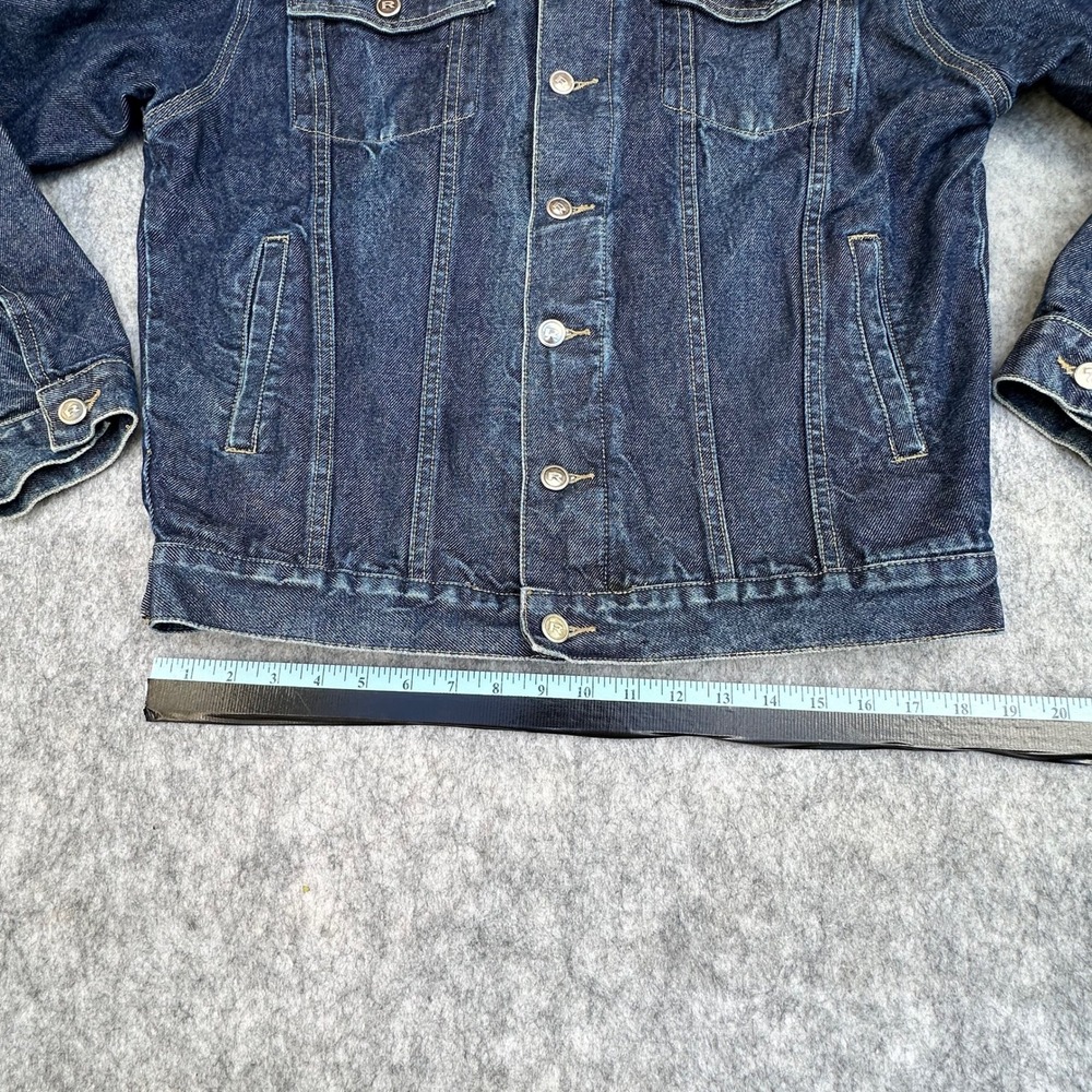 R.F.S Jeans Mens Medium Dark Wash Denim Trucker Jacket Indigo Cotton - Picture 5 of 13
